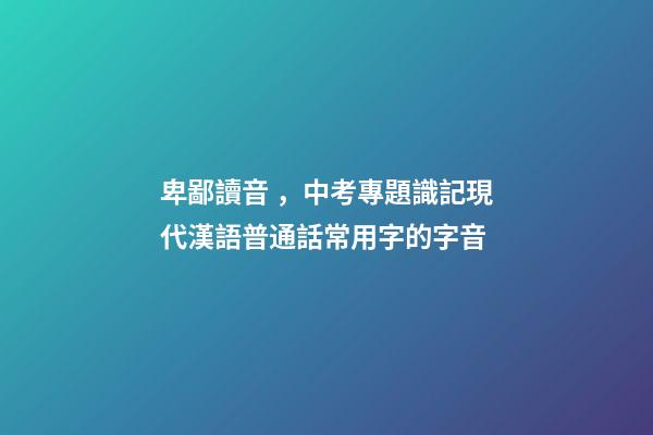 卑鄙讀音，中考專題識記現代漢語普通話常用字的字音